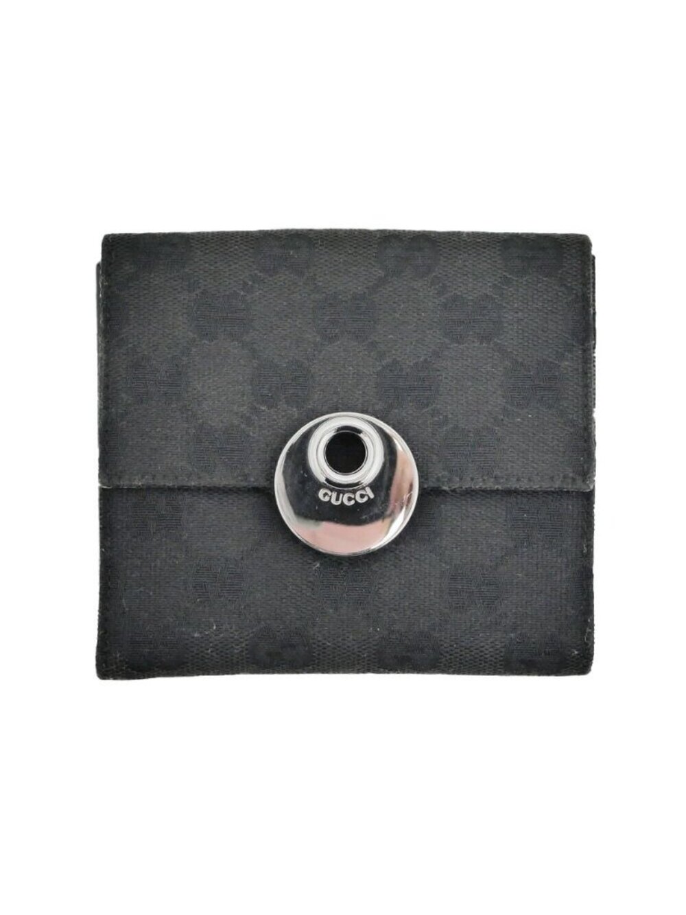 Gucci Hook Bifold Wallet GG Canvas Black Compact